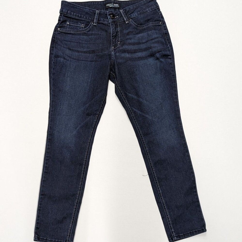 Dark Wash Super Skinny Mid Rise Petite Jeans Riders by Lee Size 12P